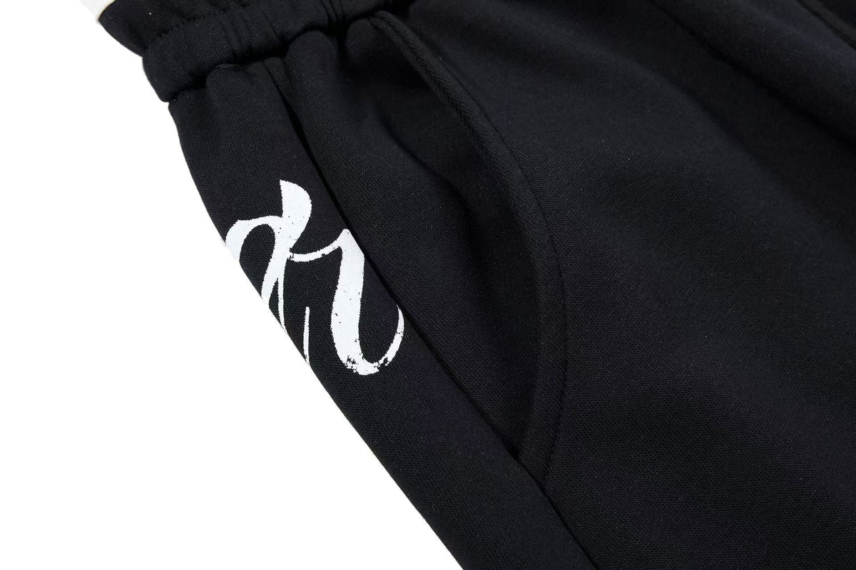 Spray-Paint Curve Graphic Baggy Wide-Leg Sweatpants