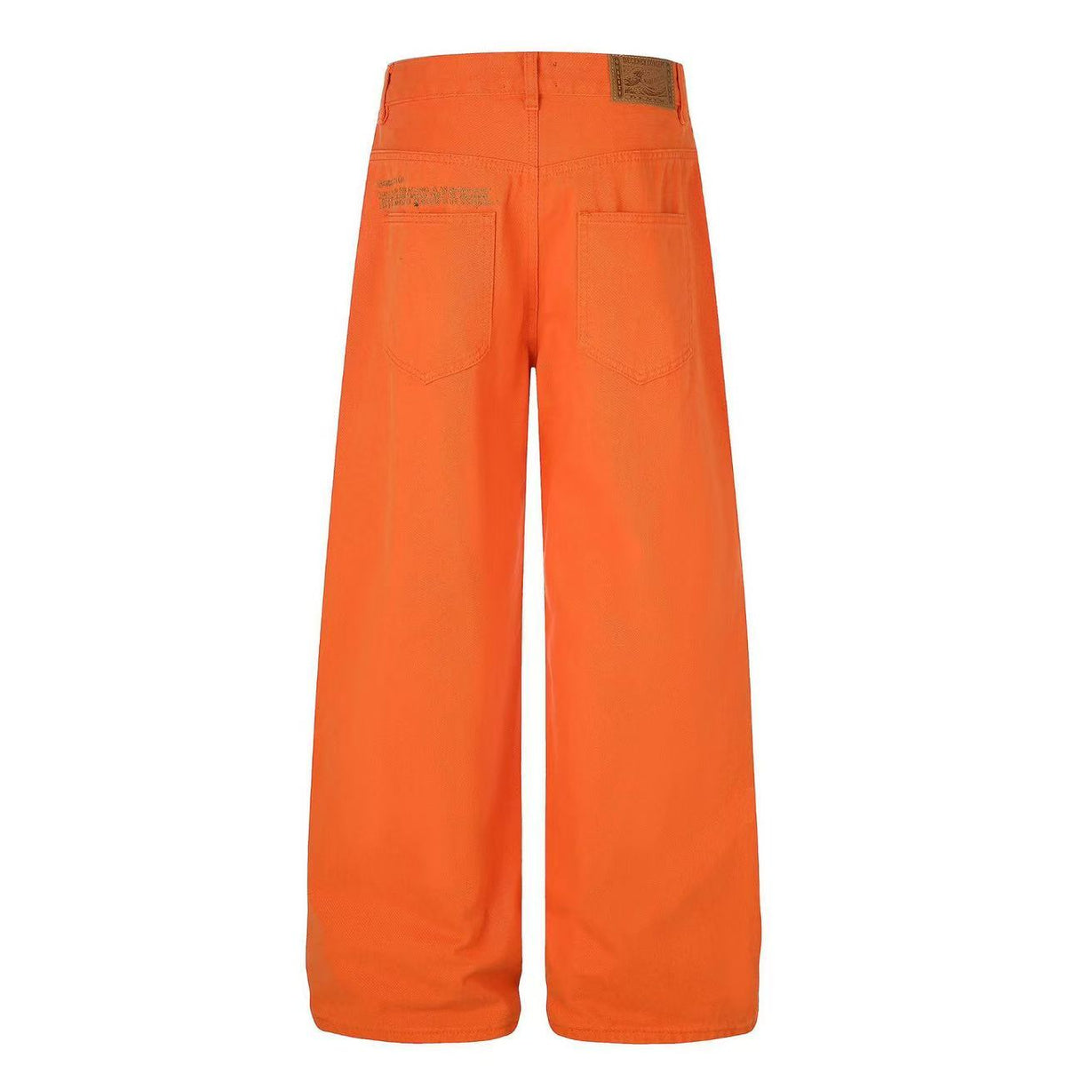 Solid Bright Orange Wide-Leg Jeans