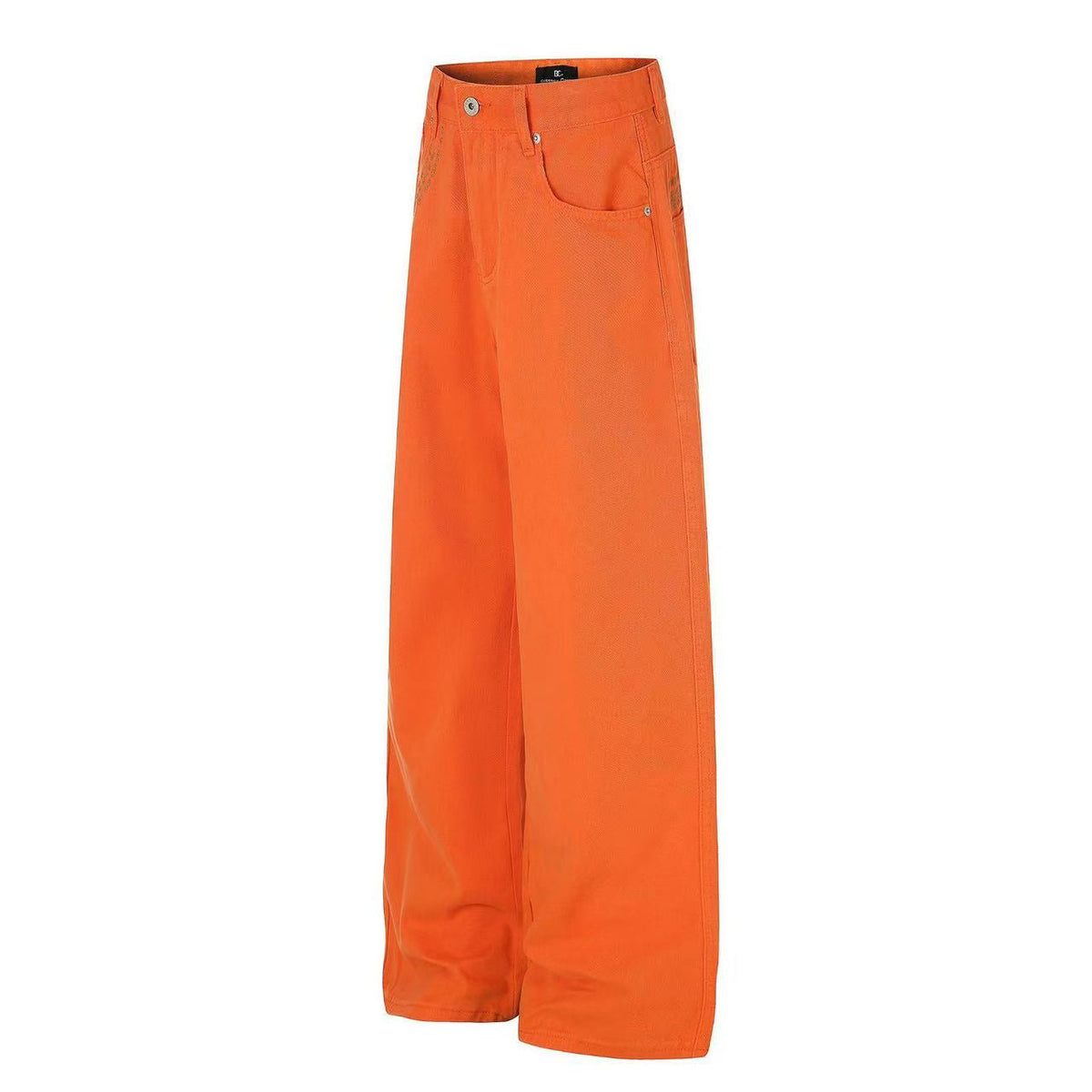 Solid Bright Orange Wide-Leg Jeans
