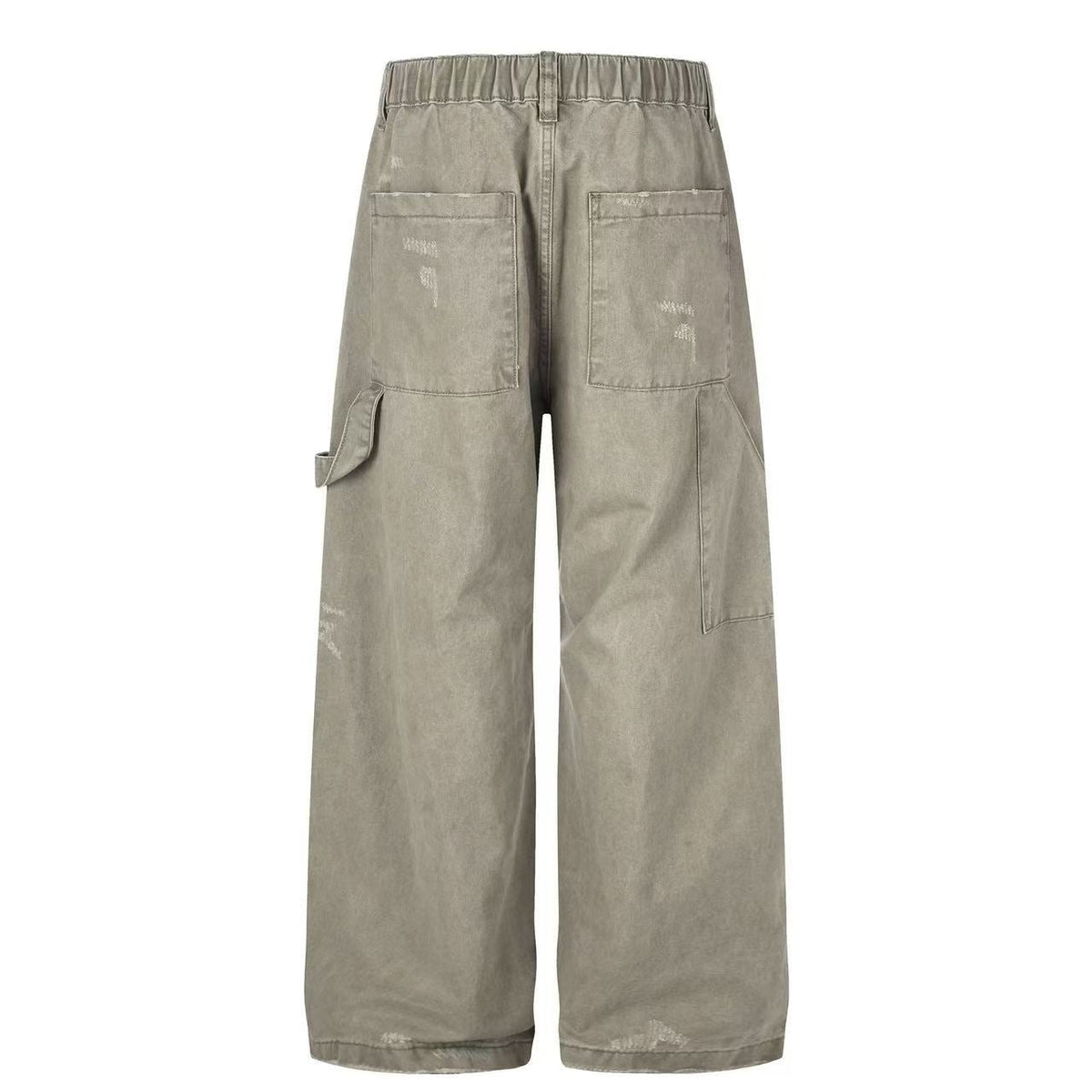 Splash Paint Distressed Chain Decor Wide-Leg Cargo Pants