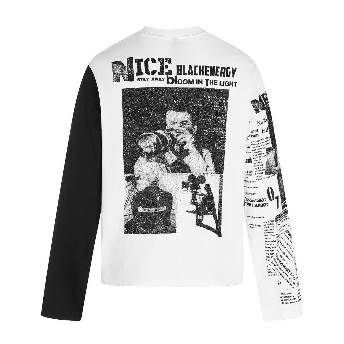 Newspaper Print Color Block Long Sleeve