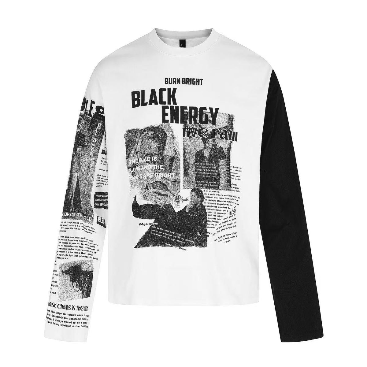 Newspaper Print Color Block Long Sleeve