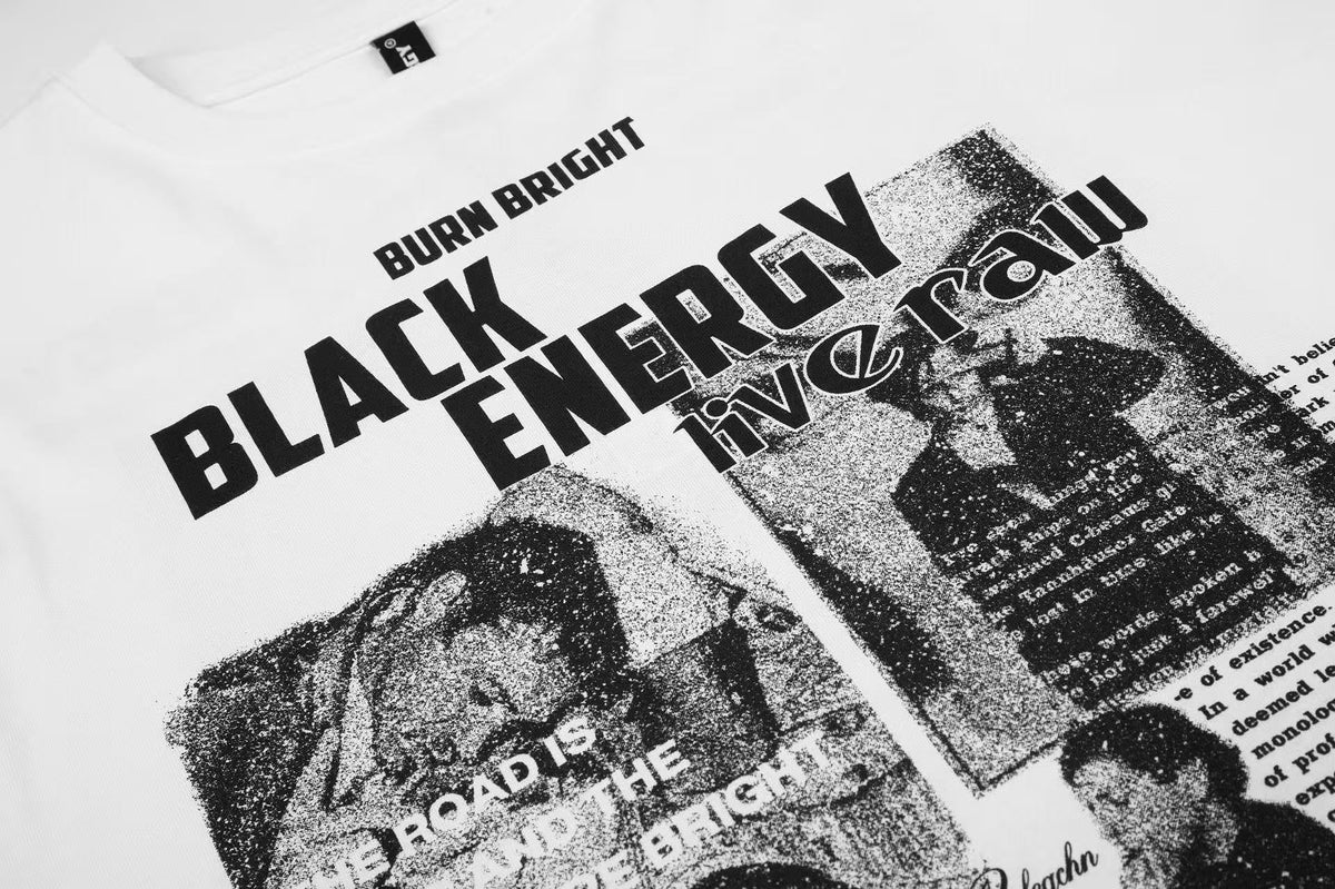 Newspaper Print Color Block Long Sleeve