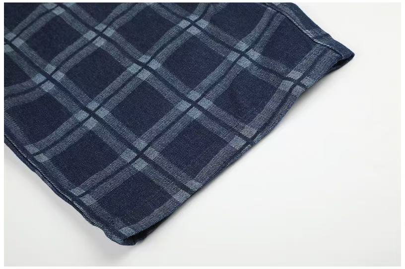 Vintage Blue Plaid Wide-Leg Cargo Pants