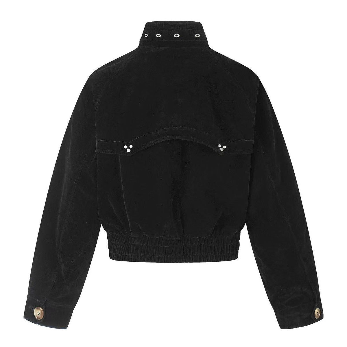 Vintage Studded Faux Suede Cropped Bomber jacket