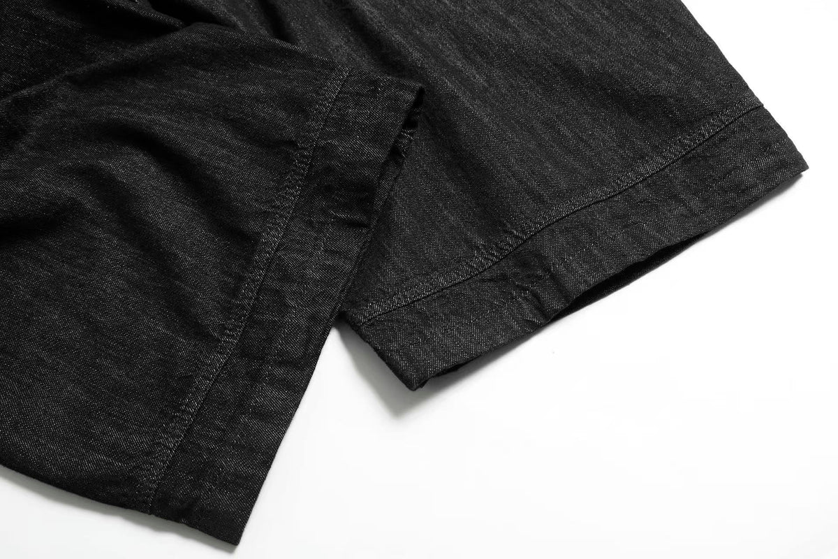 Dark Raw Denim Baggy Wide-Leg Jeans