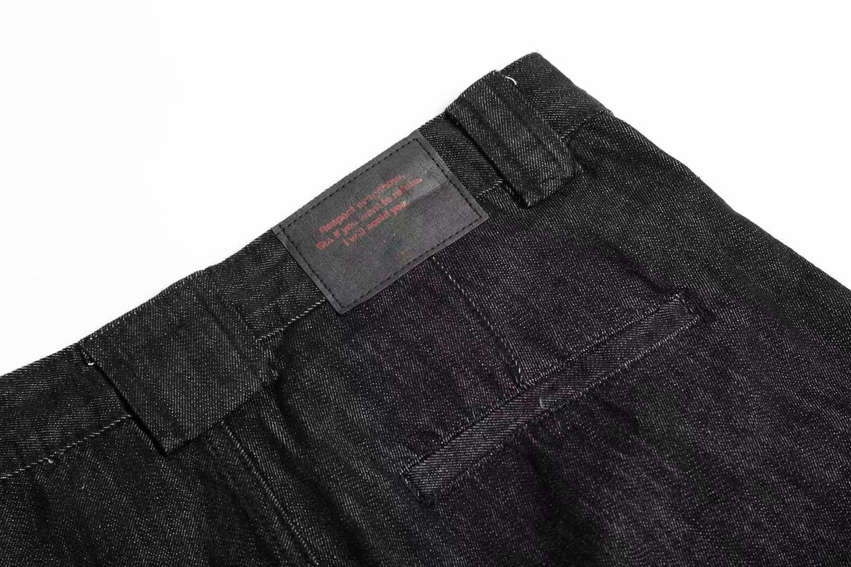 Dark Raw Denim Baggy Wide-Leg Jeans