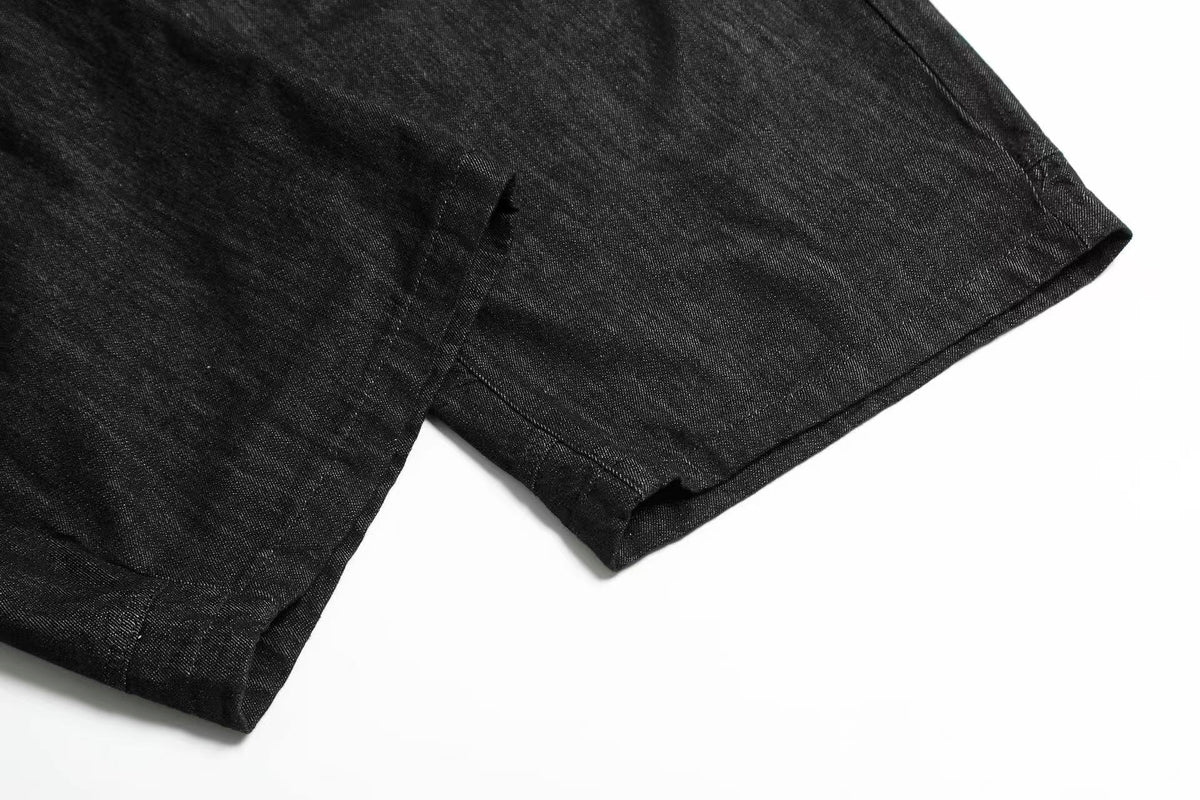 Dark Raw Denim Baggy Wide-Leg Jeans