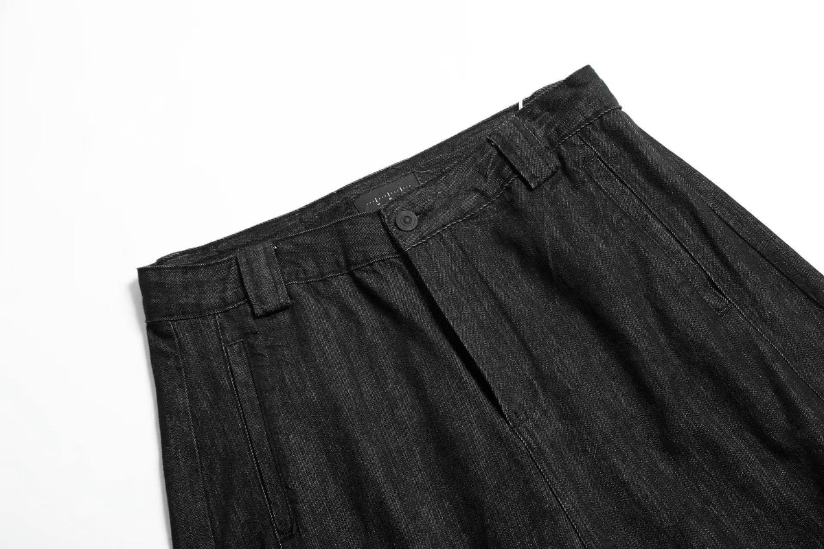 Dark Raw Denim Baggy Wide-Leg Jeans