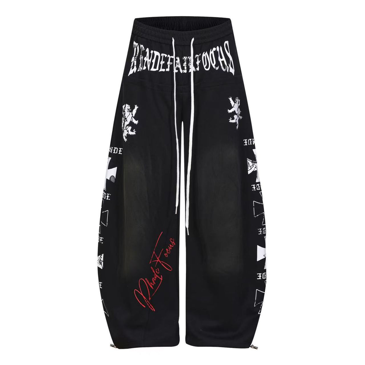 Graffiti Print Oversized Baggy Drawstring Wide-Leg Sweatpants