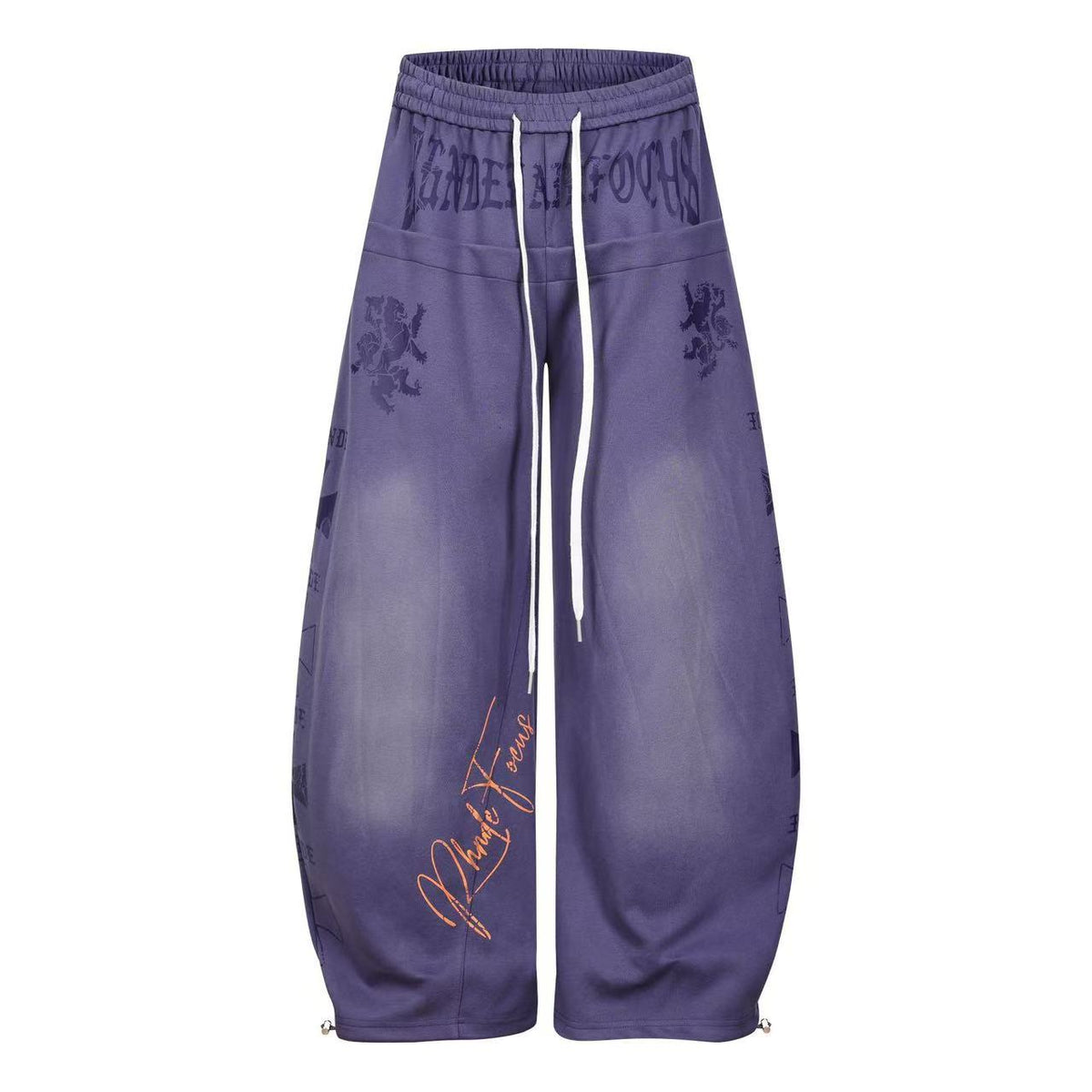 Graffiti Print Oversized Baggy Drawstring Wide-Leg Sweatpants