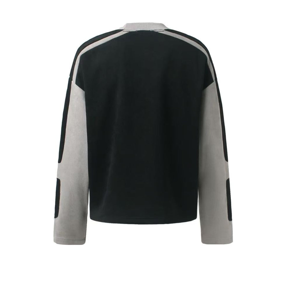 Letter Graphic Color Block  Faux Suede Long Sleeve