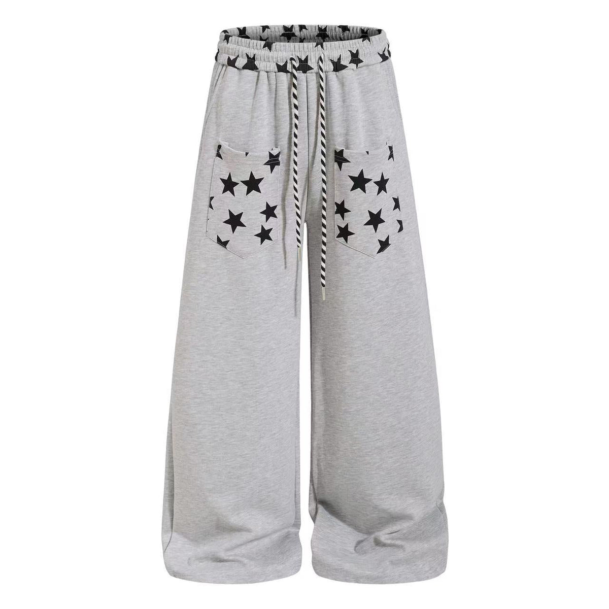 Star Print Pockets Wide-Leg Sweatpants