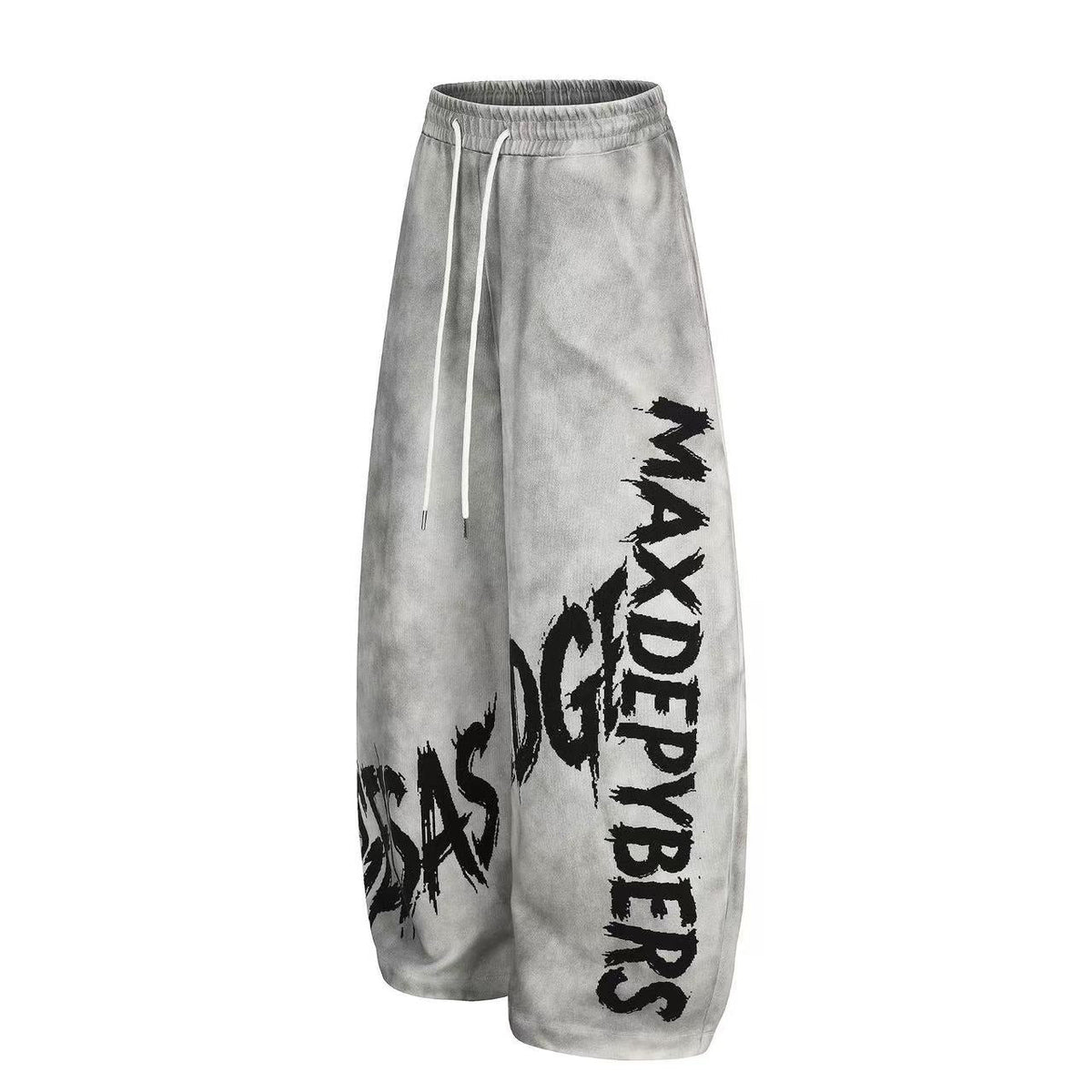 Wash Grunge Brush Letter Print Wide-Leg Sweatpants