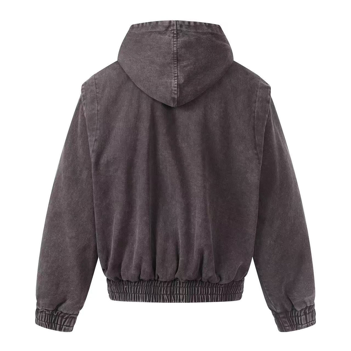 Washed Vintage Metal Buckle Hooded Cropped Jacket
