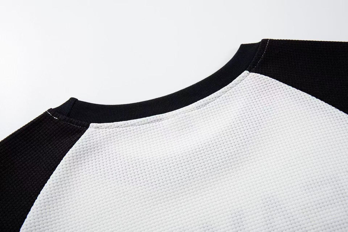 Raglan Band Poster Waffle Knit Long Sleeve