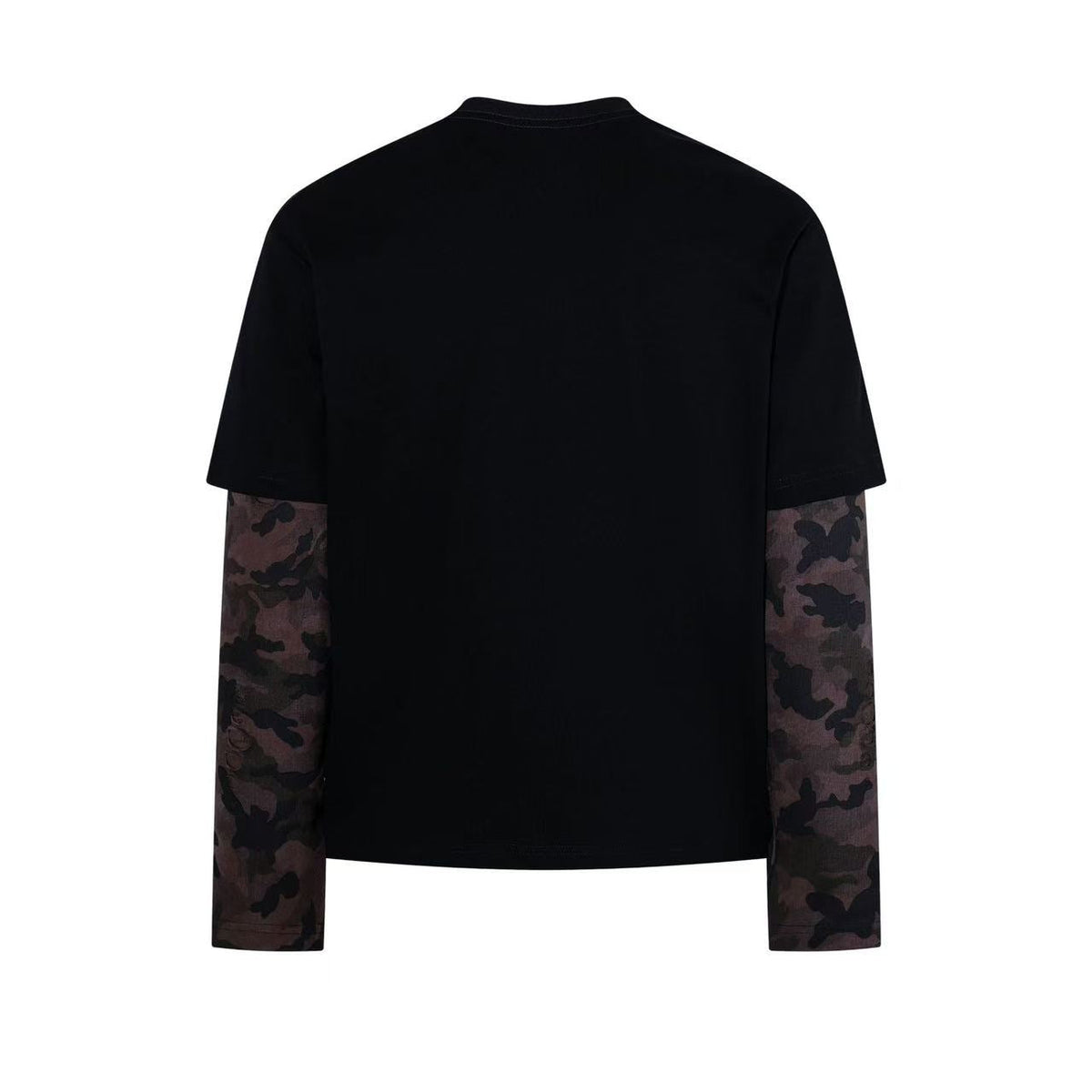 Vintage Poster Portrait Camo Sleeve Fake Two-Piece Long Sleeve