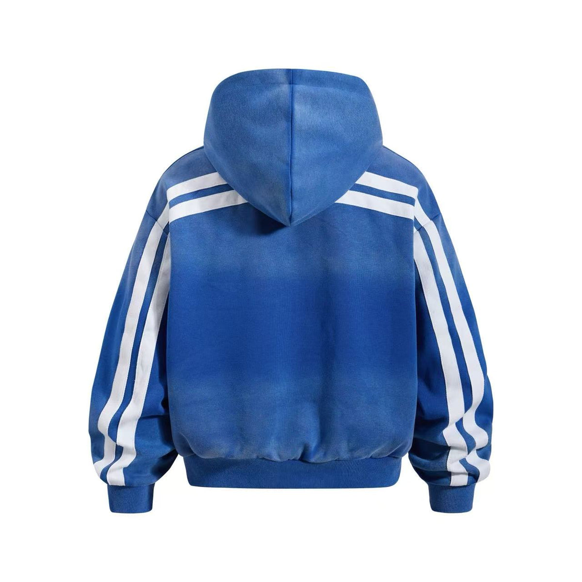 Vintage Washed Distressed Crest Embroidered Letter Print Zip Up Hoodie