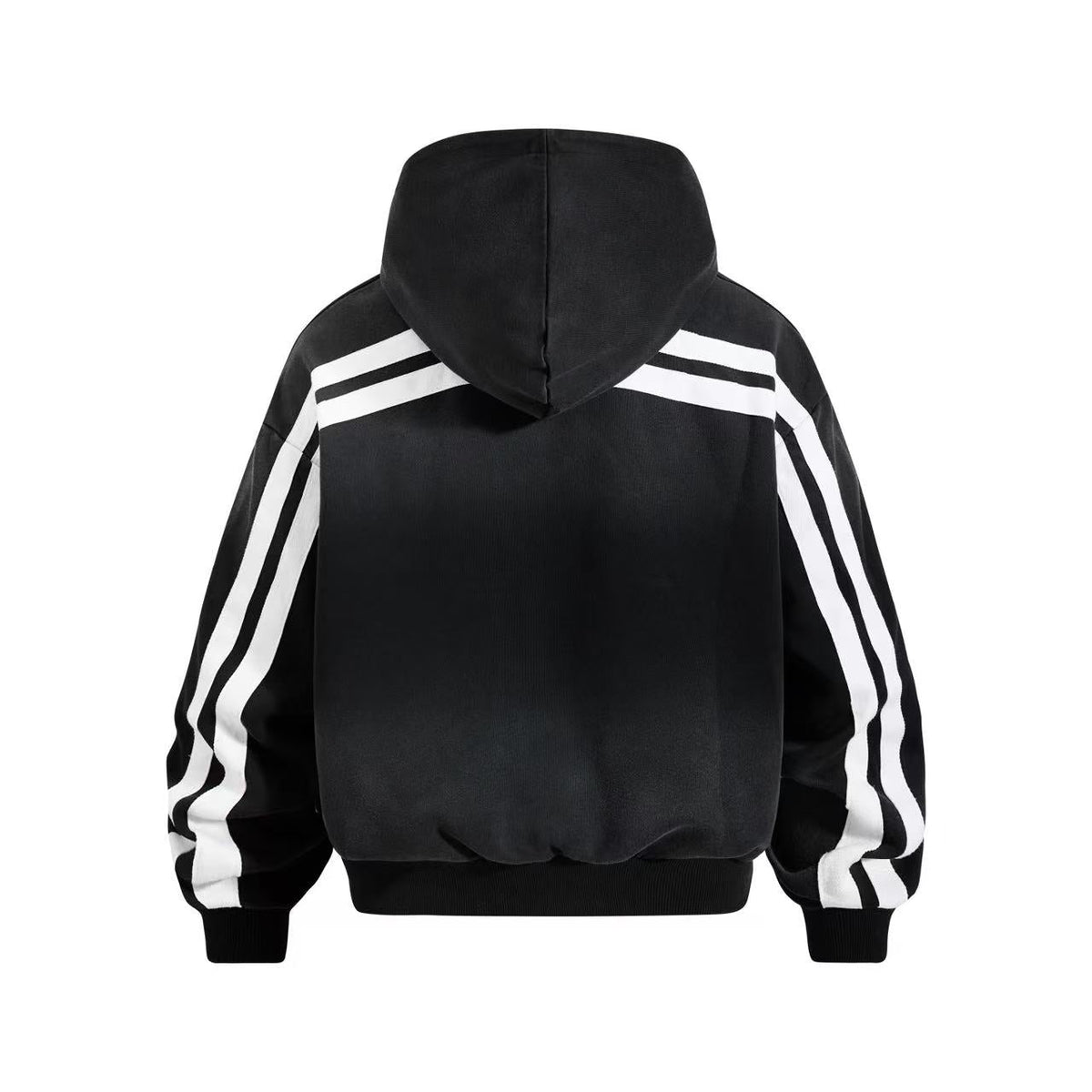 Vintage Washed Distressed Crest Embroidered Letter Print Zip Up Hoodie