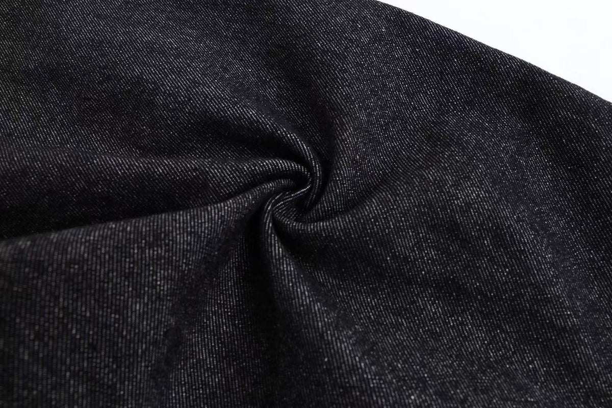 Hand Stitch Decor Black Washed Flare Jeans