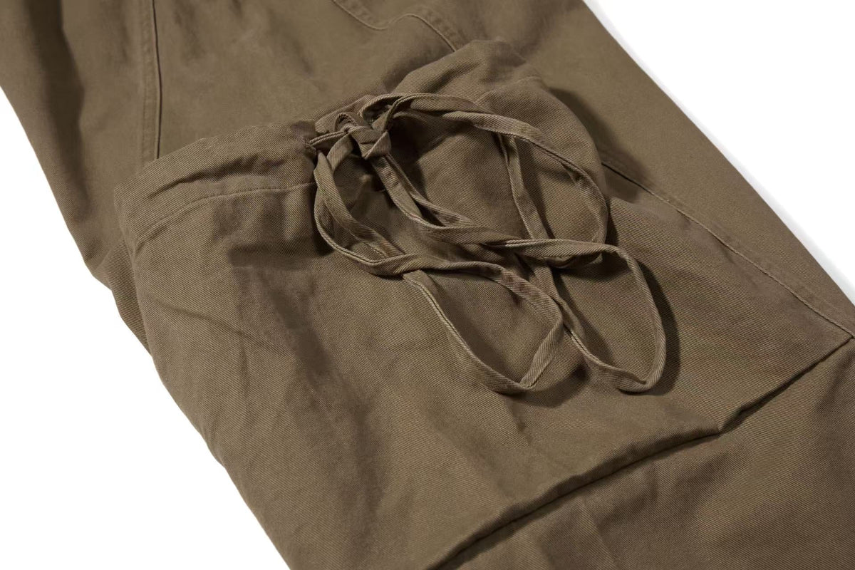 Vintage Baggy Wide Leg Lace-up Pocket Cargo Pants