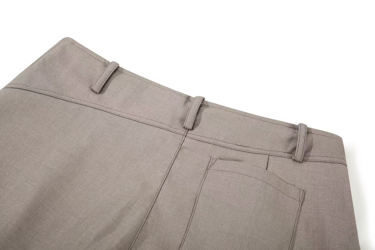 High Waist Pleated Wide-Leg Suit Pants