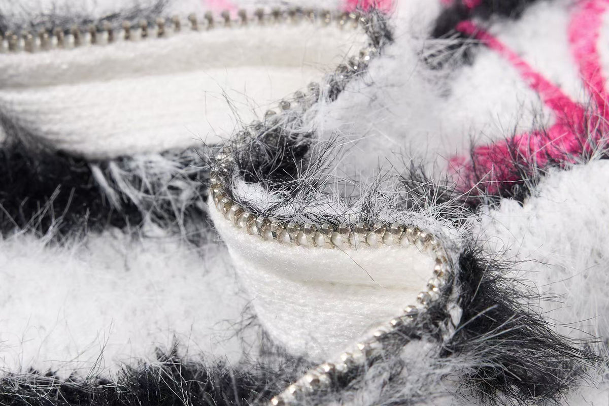 Zebra Stripe Fuzzy Zip Up Hooded