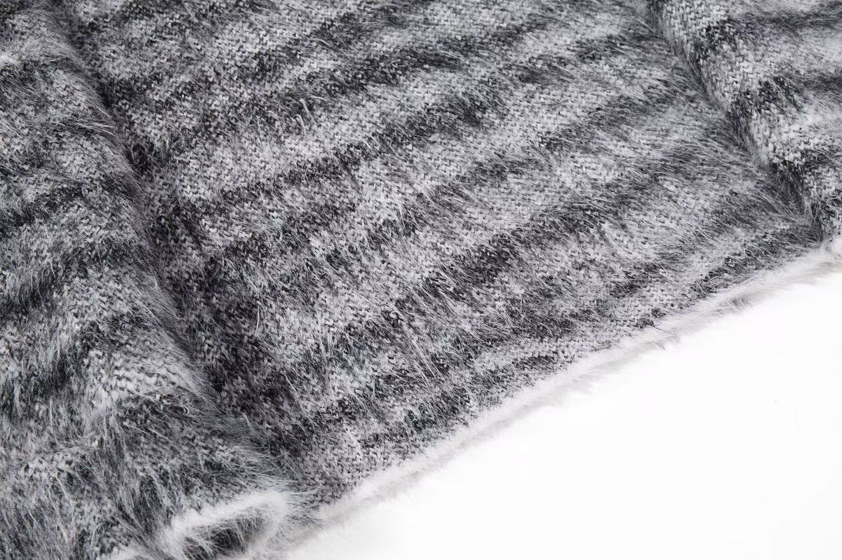 Zebra Stripe Fuzzy Zip Up Hooded
