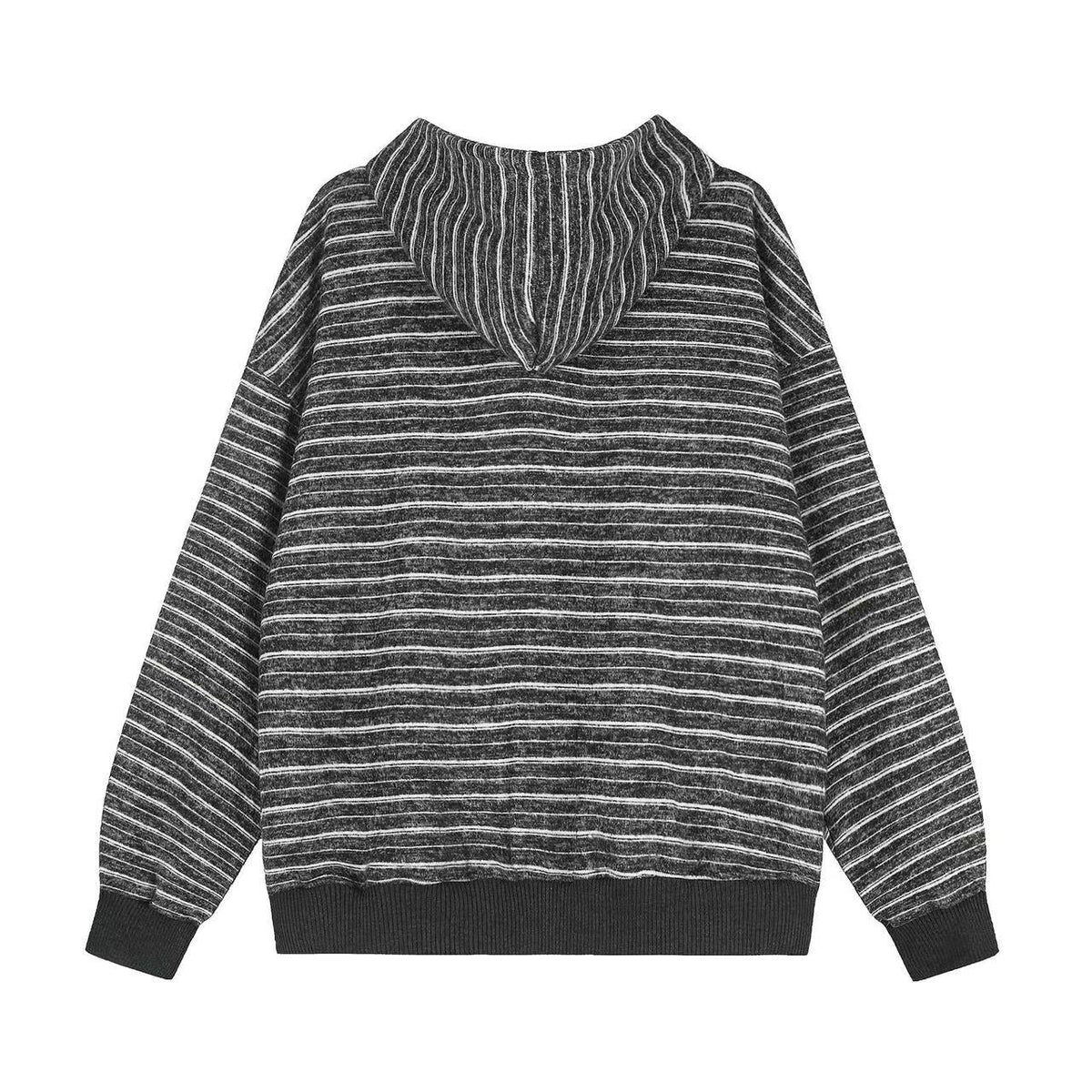 Striped Star Embroidery Zip-Up Hoodie