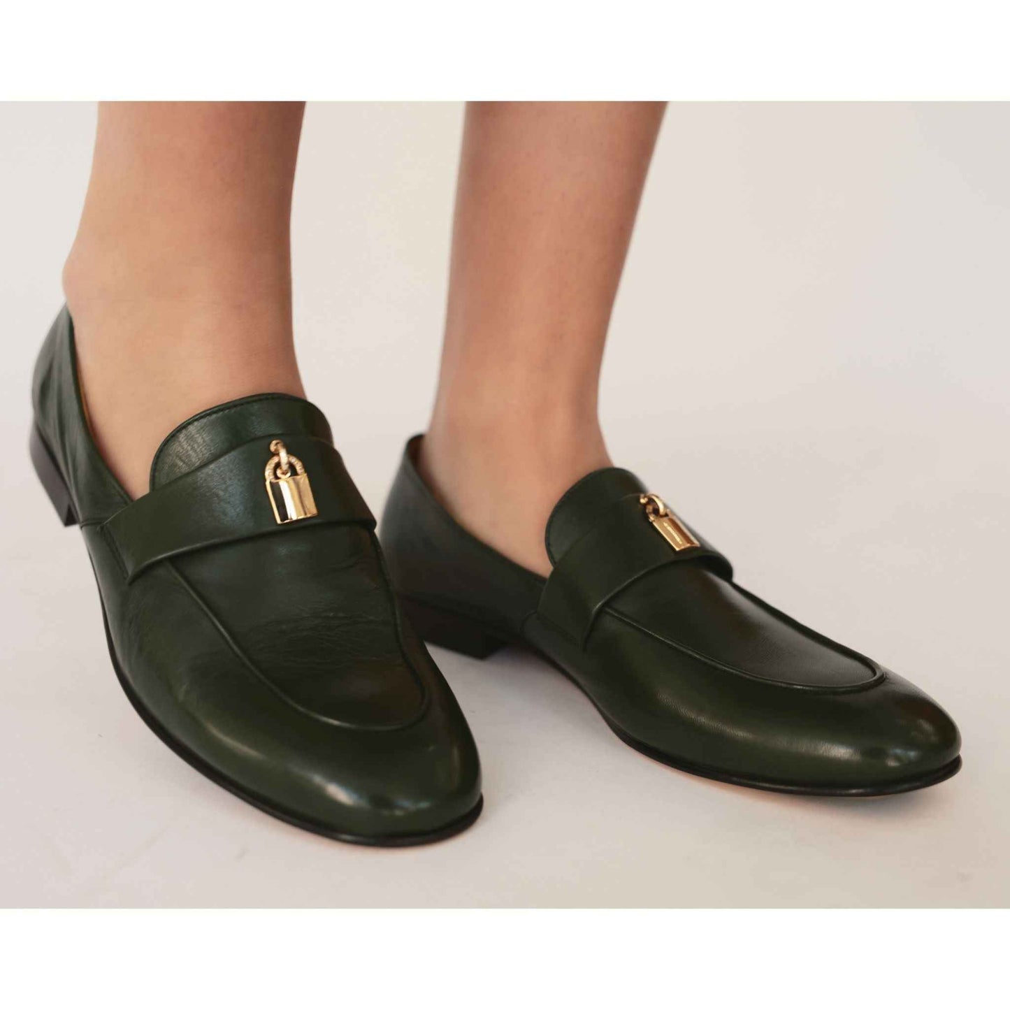 Tan Leather Lock Flat Loafer