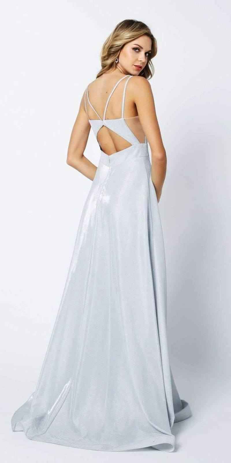 Juliet 208 Cut-Out Strappy Back Glitter Long Dress