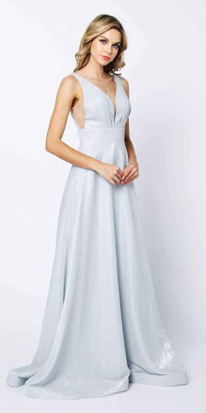 Juliet 208 Cut-Out Strappy Back Glitter Long Dress