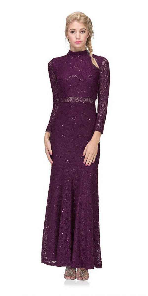 CLEARANCE - Eureka 2095 Long Sleeve Lace Dress Mock 2-Piece High Neck (Size Medium)