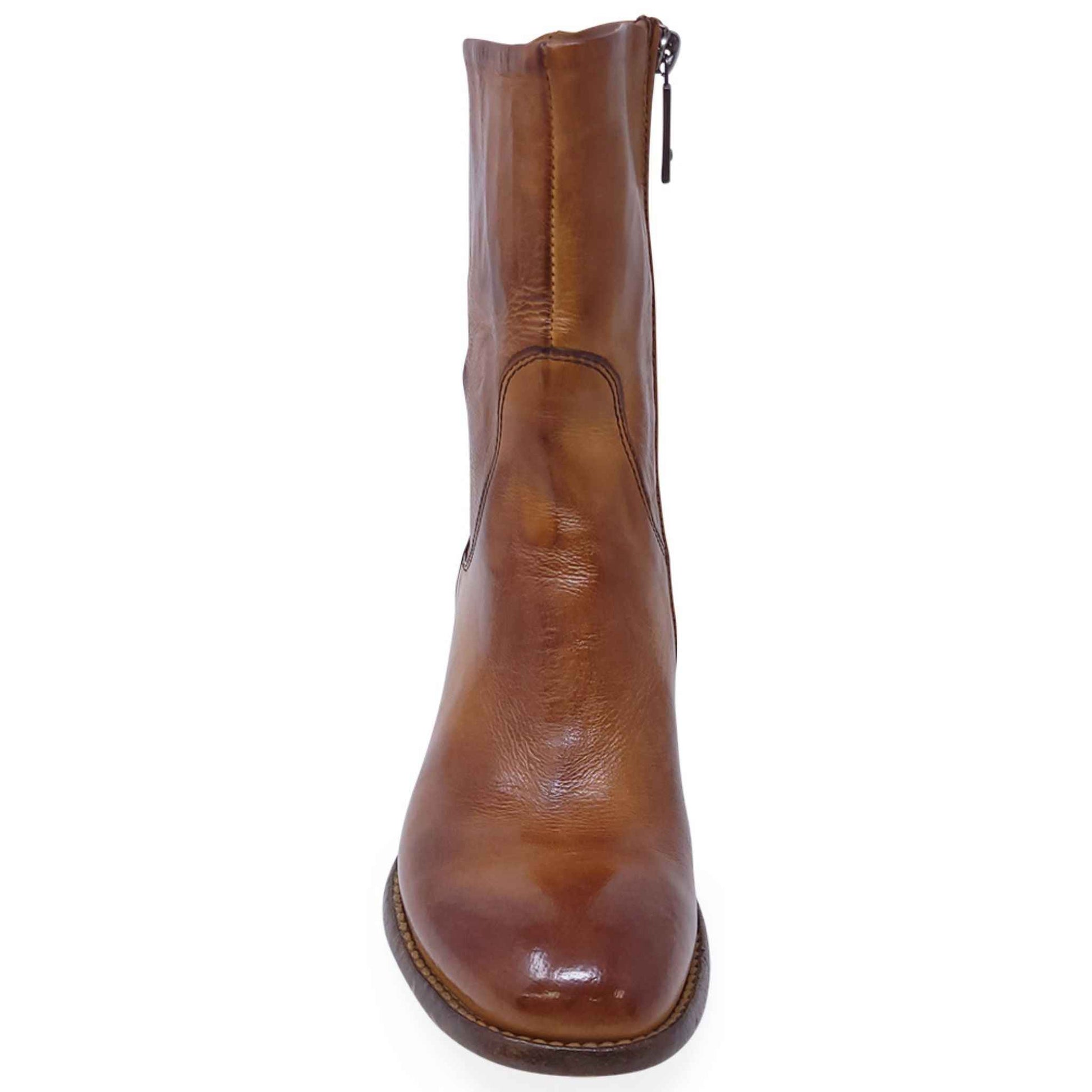 Brown Leather Mid Calf Boot