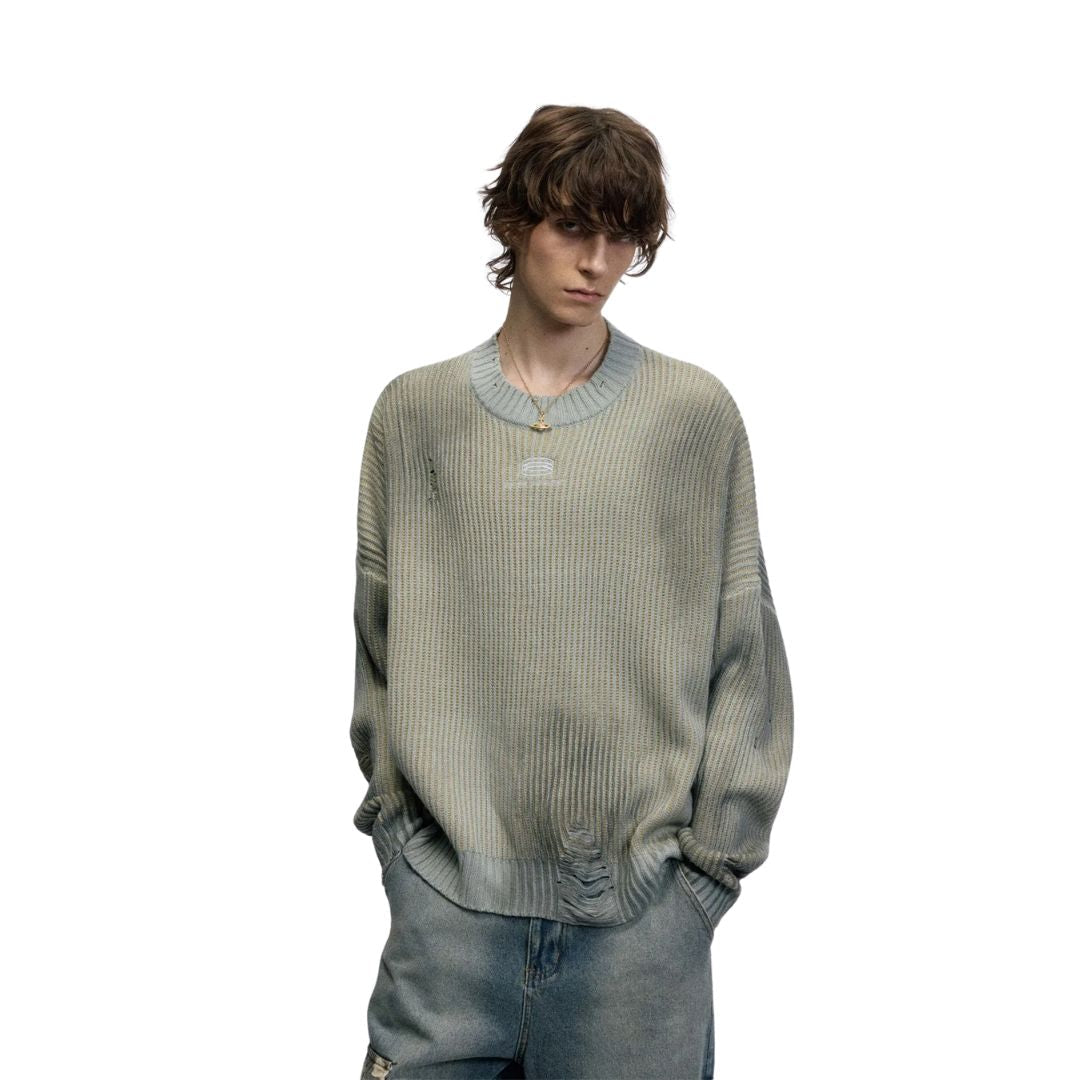 Faded Ribbed Knit Sweater
