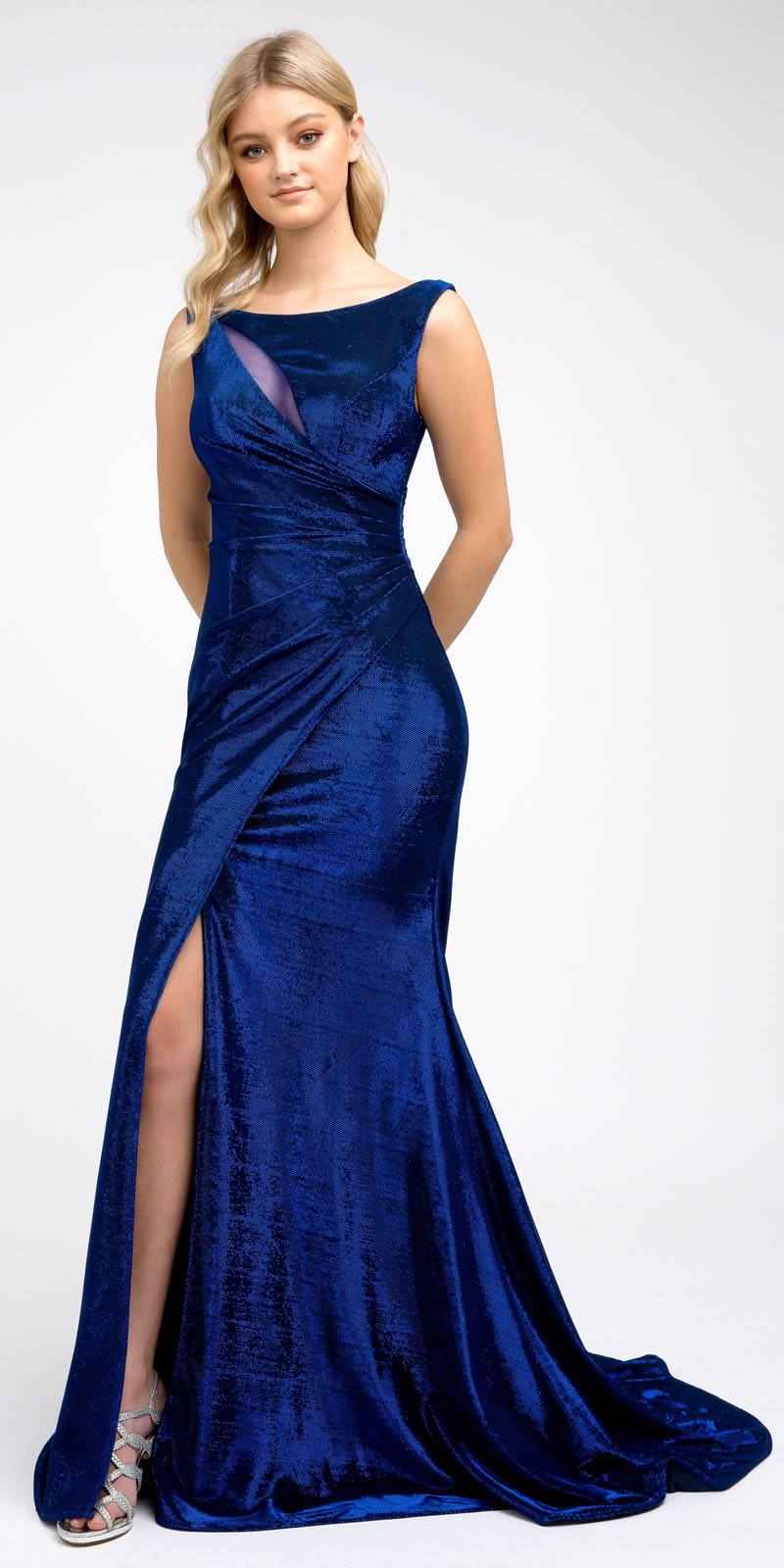 Juliet 218 Faux-Wrap Mermaid Long Dress Sleeveless