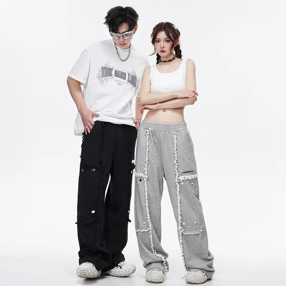 Spliced Button Patchwork Pants