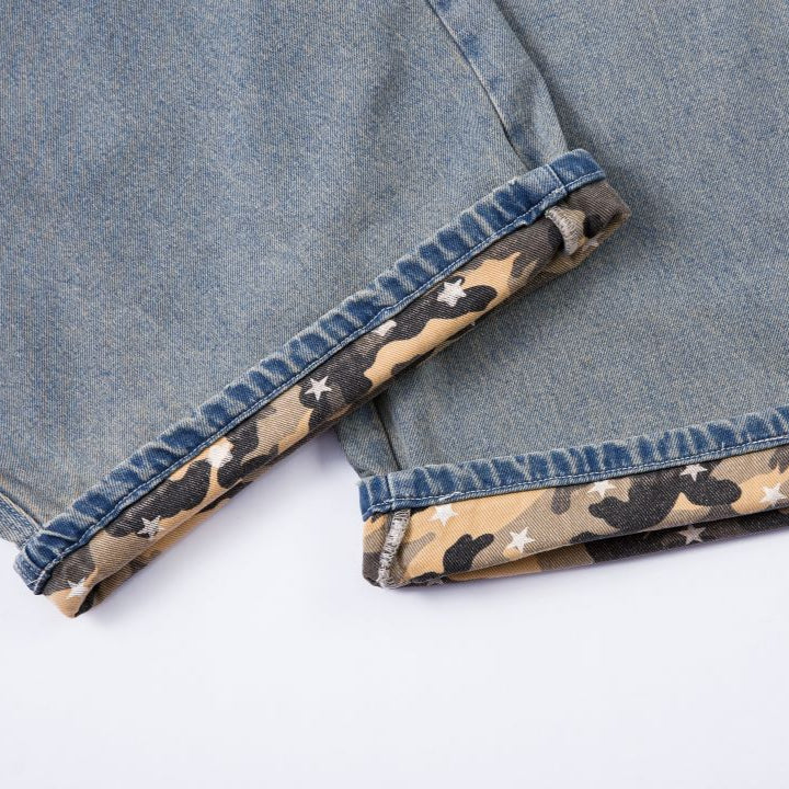 Star Patched Camo Baggy Jeans