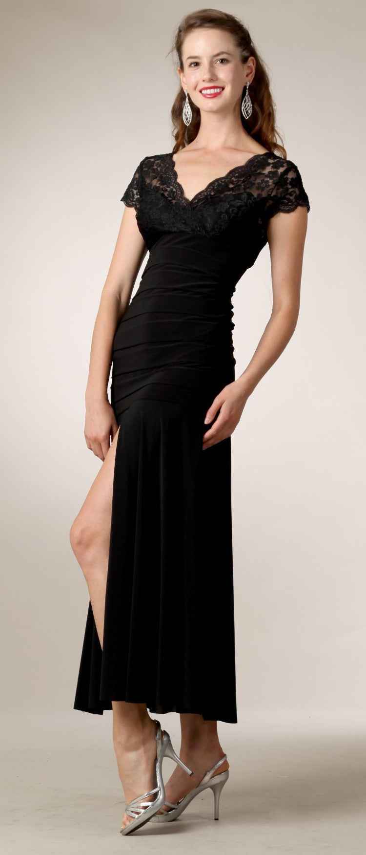 CLEARANCE - Celavie 2320L Dinner Party Tea Length Dress ITY Stretch Lace (Size 2XL)