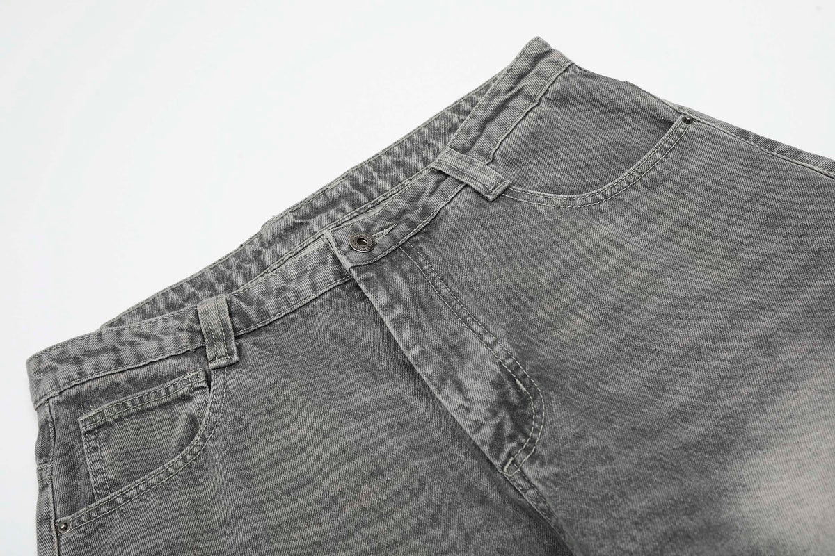 Ink-Splatter Wide-Leg Jeans