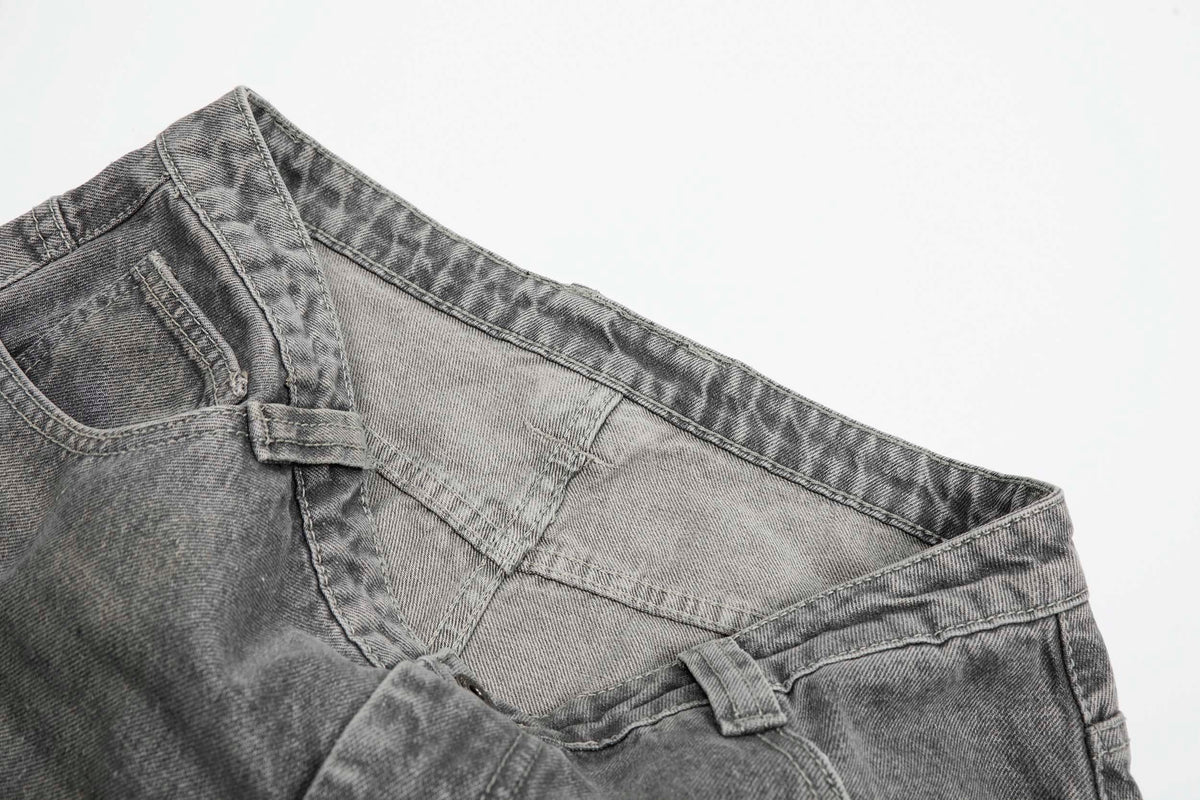 Ink-Splatter Wide-Leg Jeans