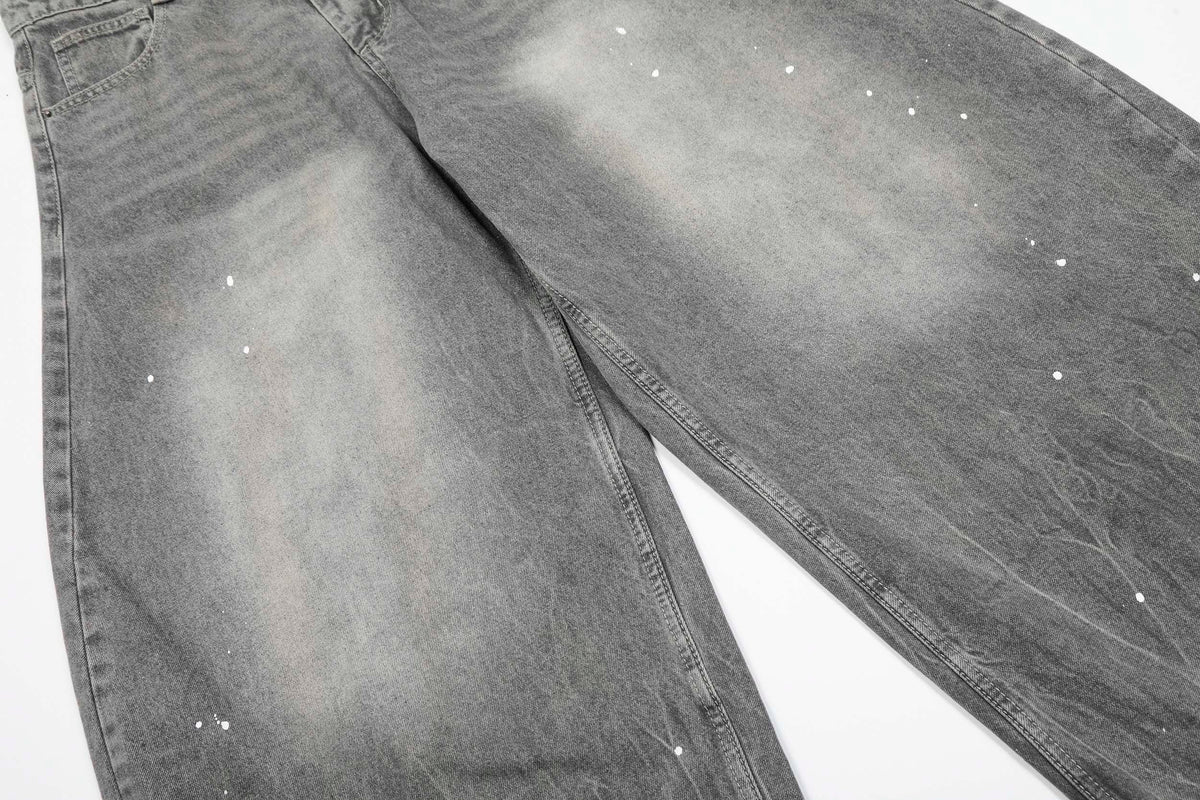 Ink-Splatter Wide-Leg Jeans