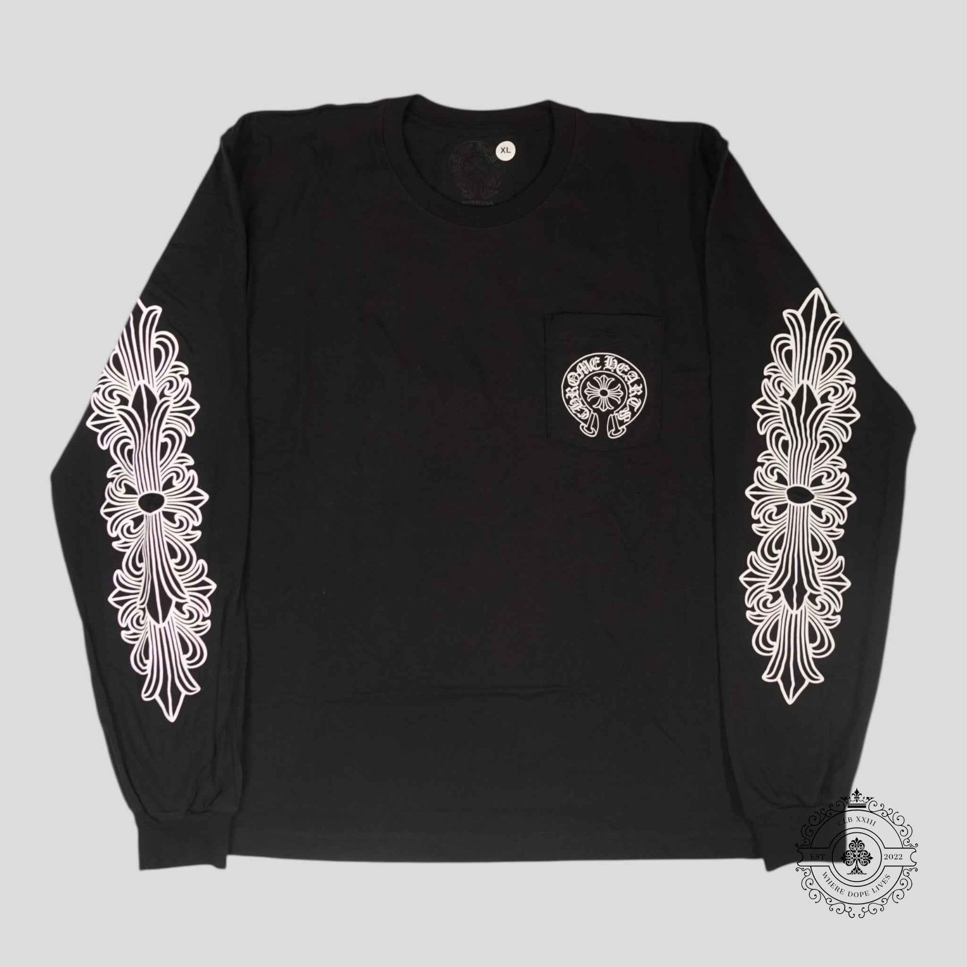 Chrome Hearts Miami Exclusive Horseshoe Logo Long Sleeve in Black