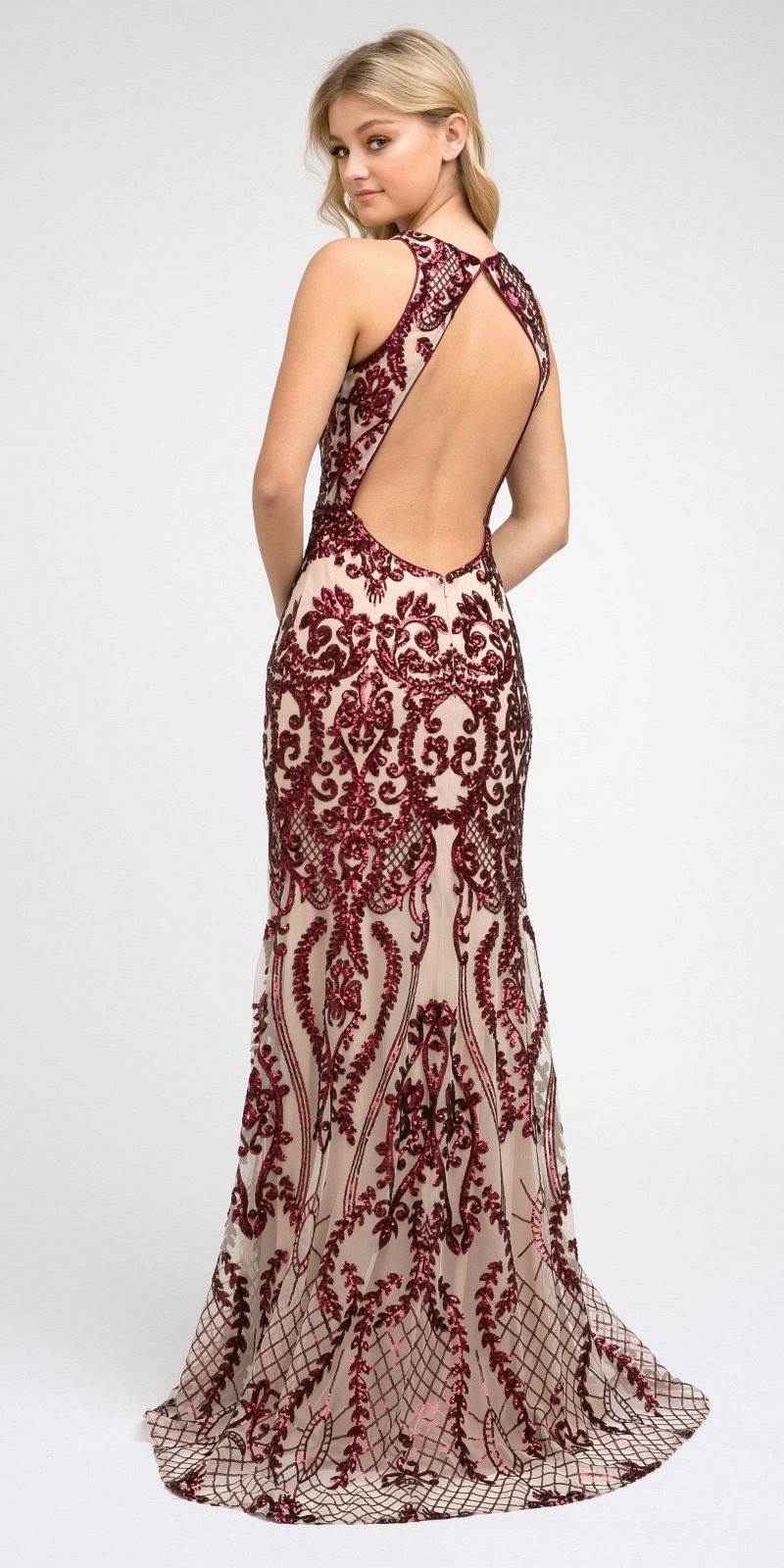 Juliet 243 Sequins Long Evening Dress Cut-Out Back