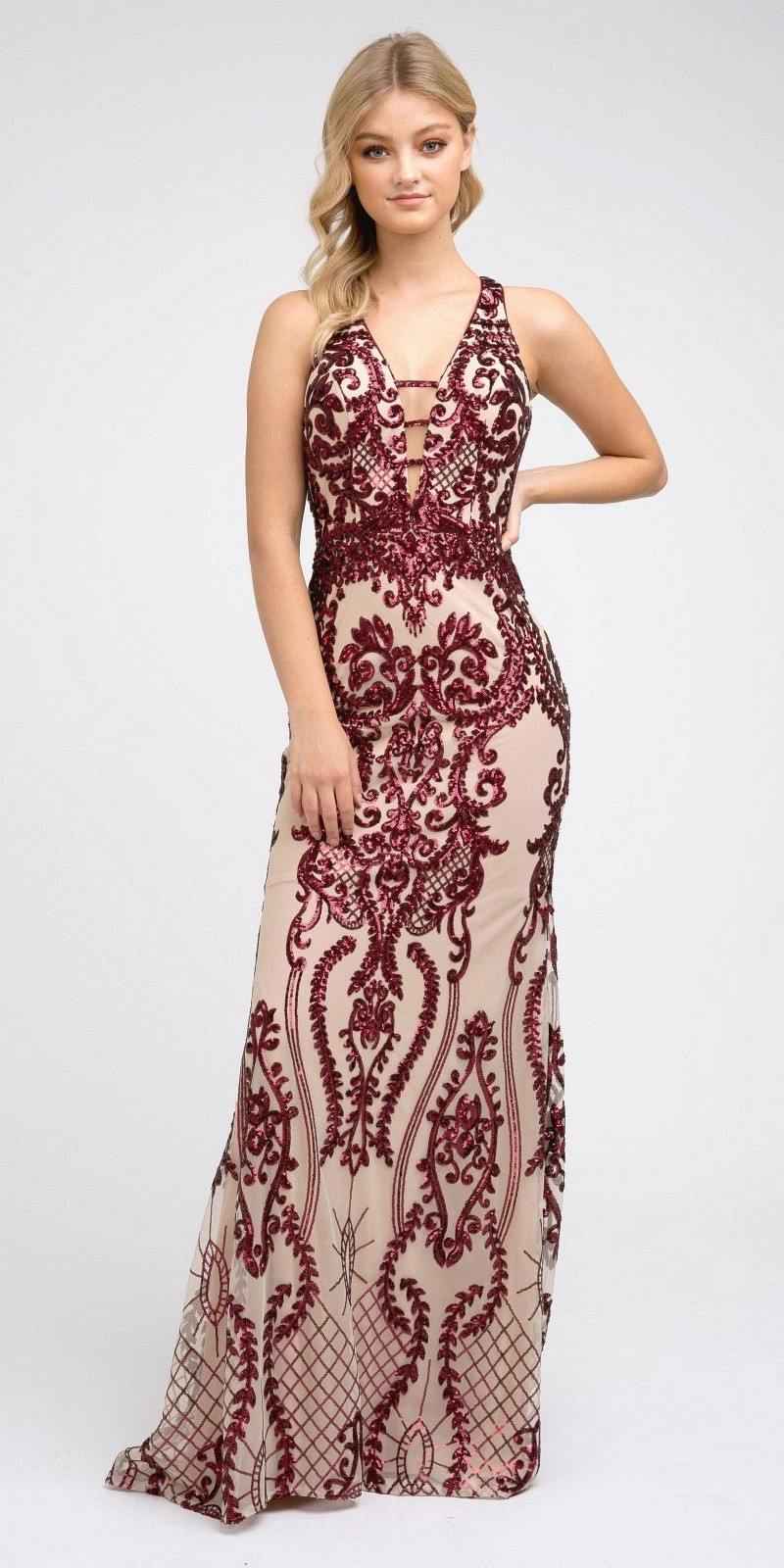 Juliet 243 Sequins Long Evening Dress Cut-Out Back