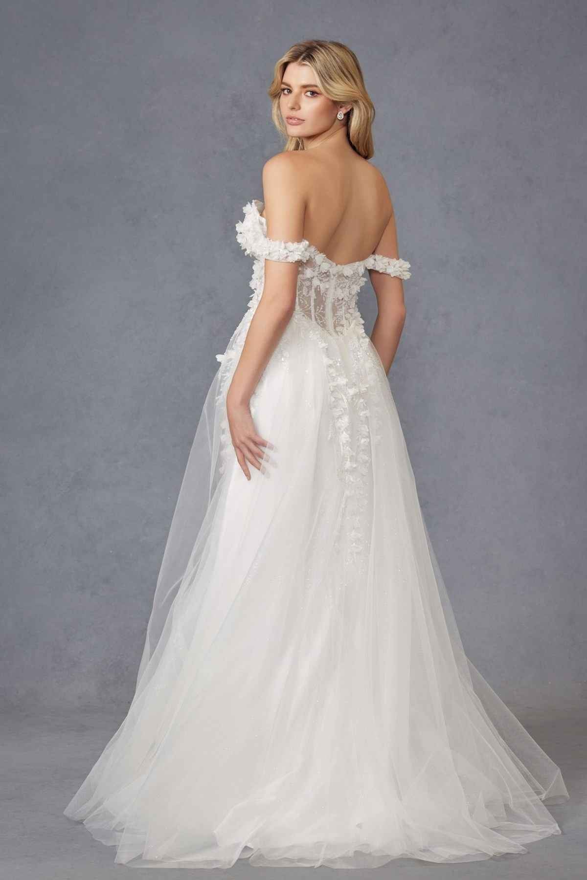 Juliet JT2483KW Dress Off Shoulder 3D Floral Ball Gown