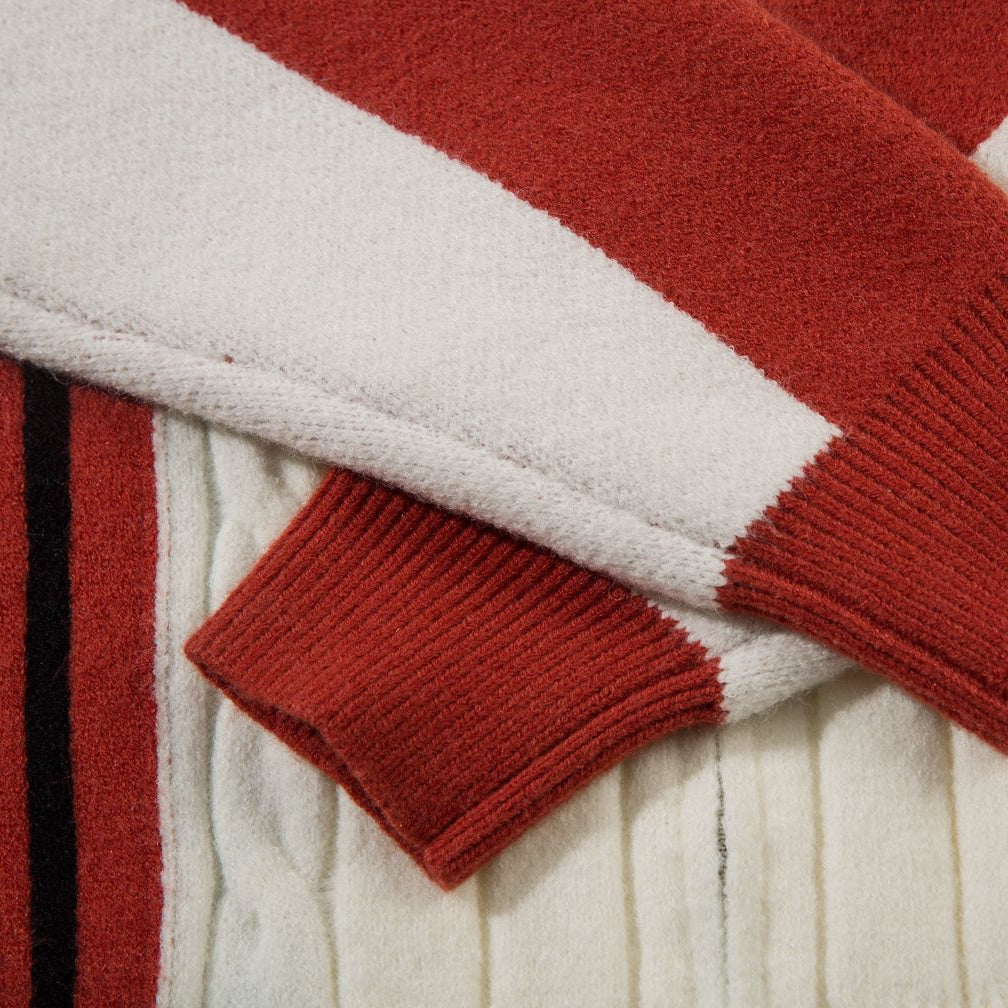 Varsity Stripe Zip Cardigan Sweater