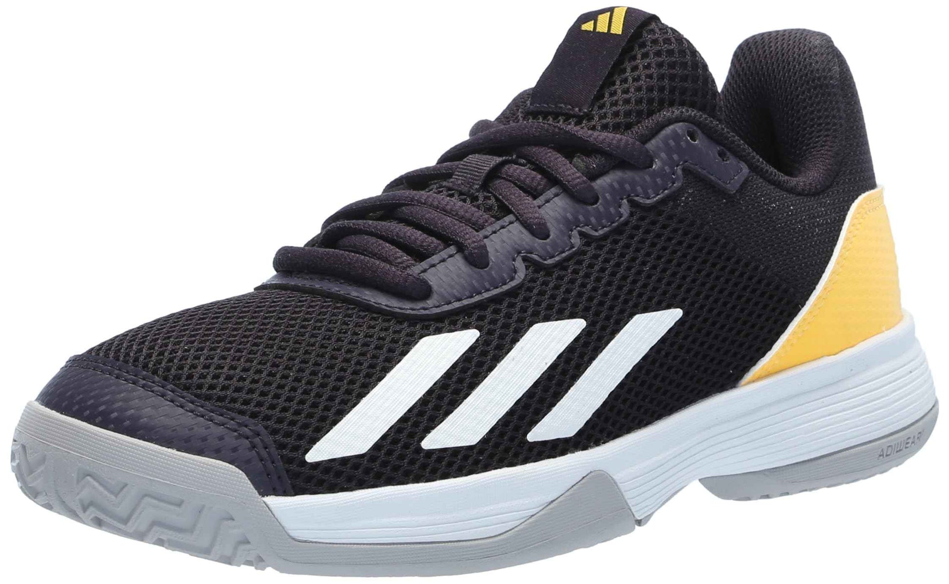 adidas Court Flash Tennis Sneaker Aurora Black/White/Spark 1.5 US Unisex Little Kid