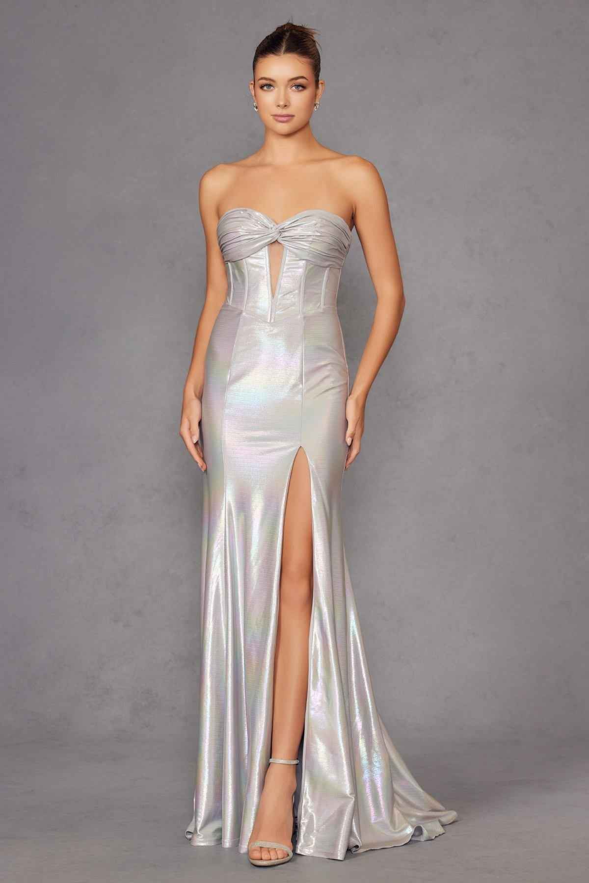 Juliet JT2579H Strapless Sweetheart Iridescent Prom Gown