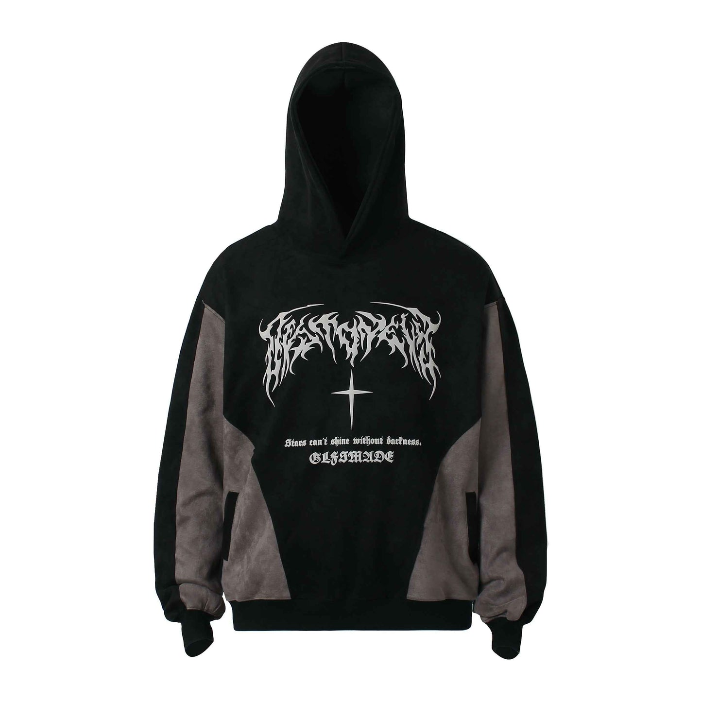 Metal Letter Cross Print | Gothic Hoodie